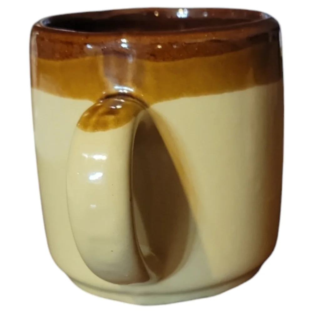 1 Vtg 70's Dip Glazed Interpur Earth Tones Tricolor Coffee Tea Cup Mug Taiwan
